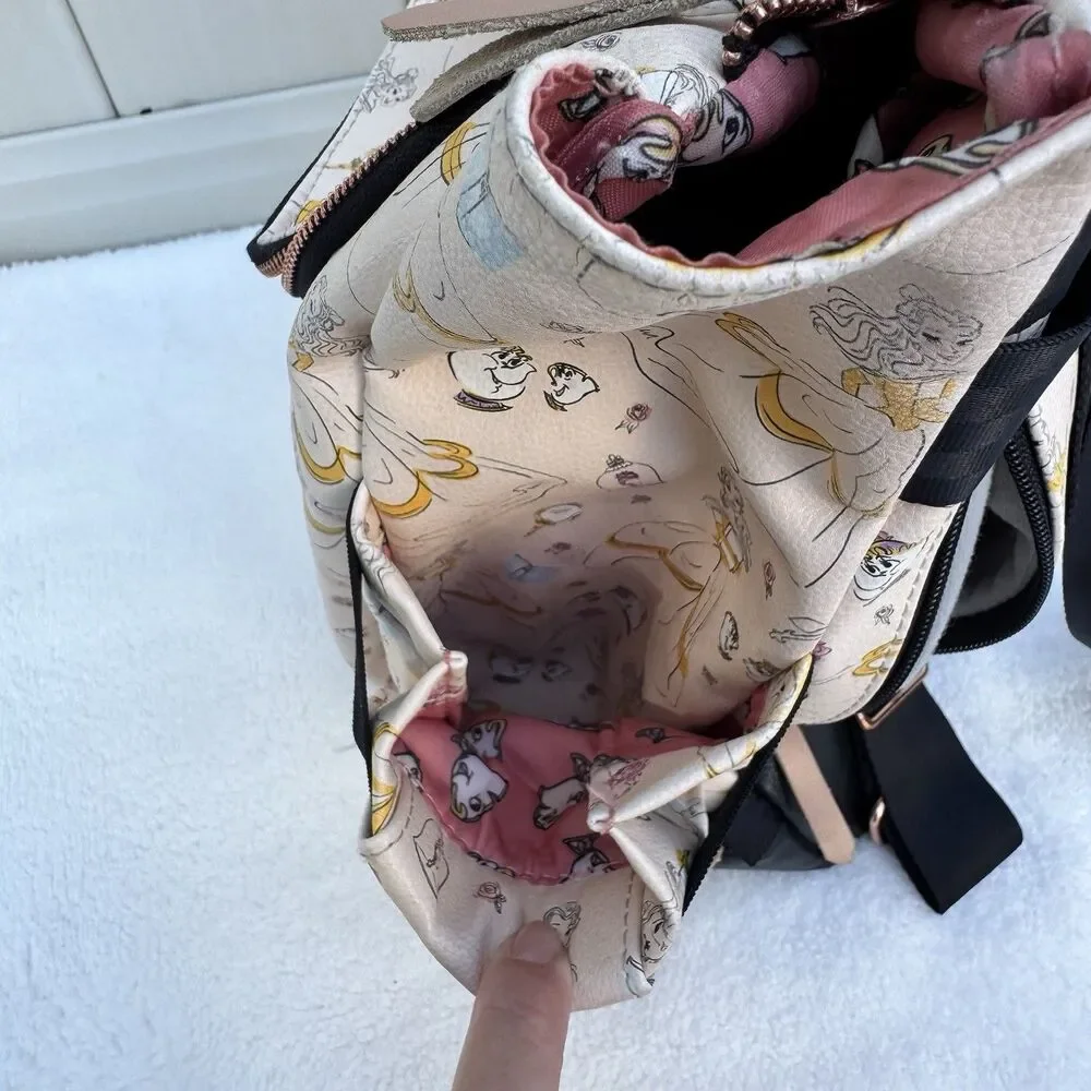Petunia Pickle Bottom Disney Beauty and the Beast Boxy Backpack Diaper Bag w/pad